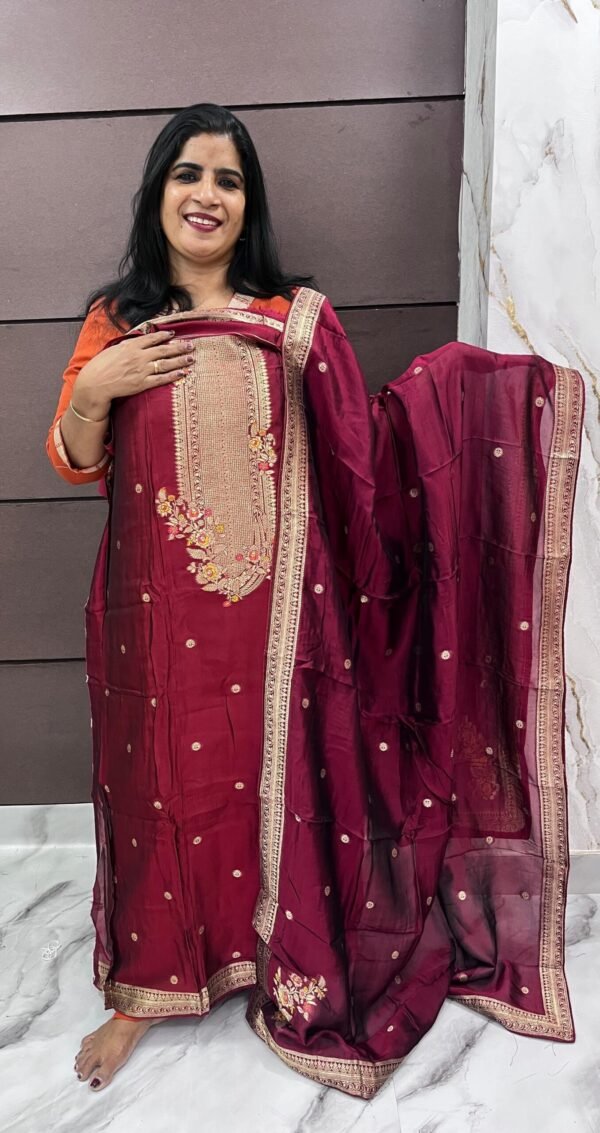 Banarasi Silk Unstitched Material - Image 2