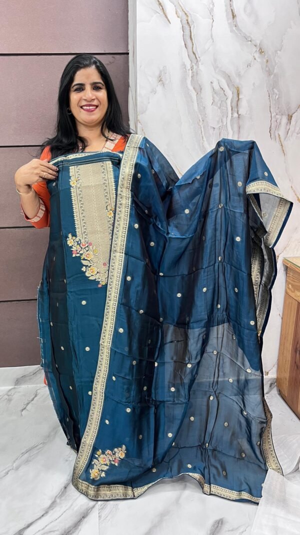 Banarasi Silk Unstitched Material - Image 3