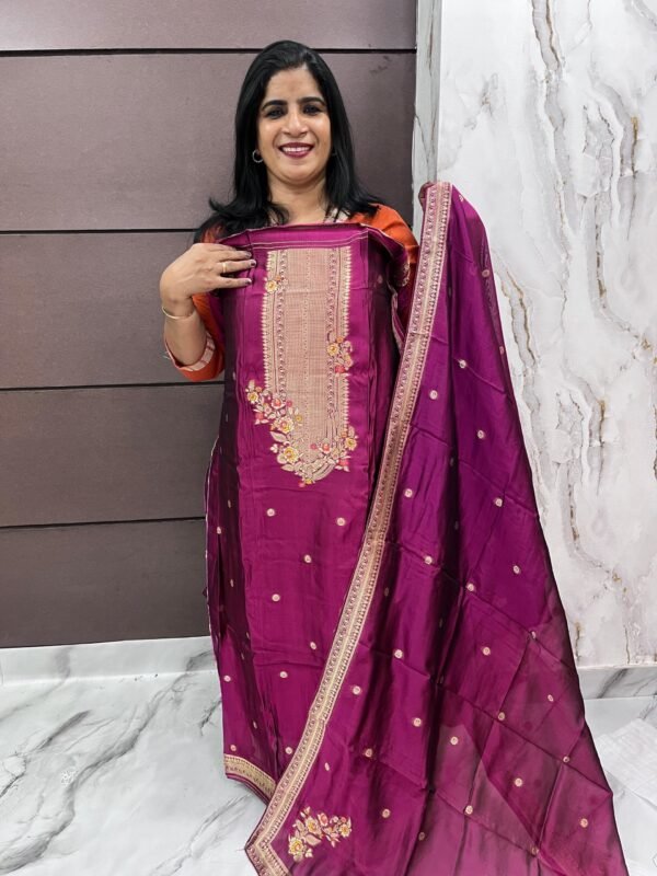 Banarasi Silk Unstitched Material - Image 4
