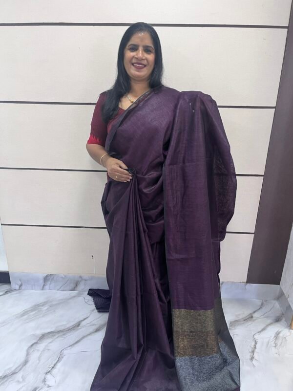 Pure Linen Sarees -SRS -10016 - Image 3