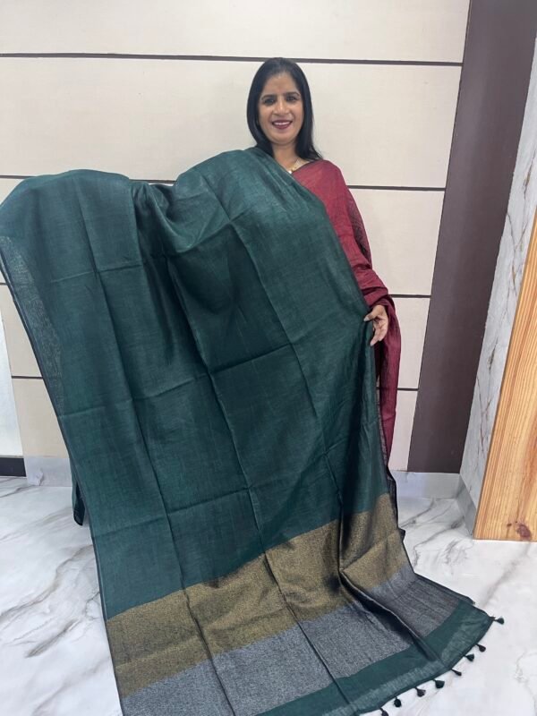 Pure Linen Sarees -SRS -10016 - Image 2