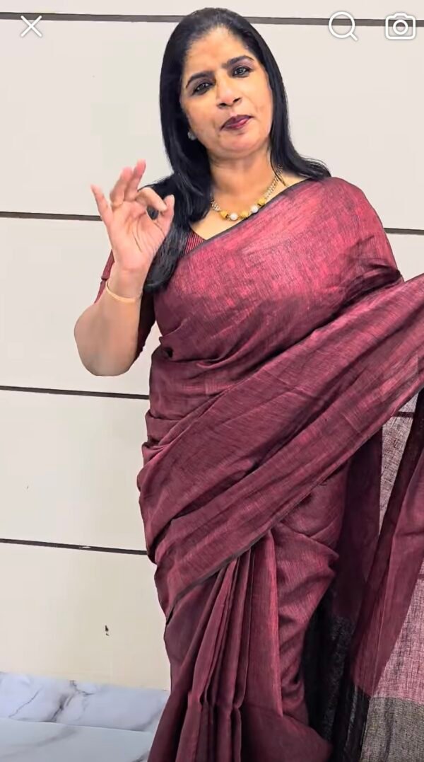 Pure Linen Sarees -SRS -10016 - Image 4