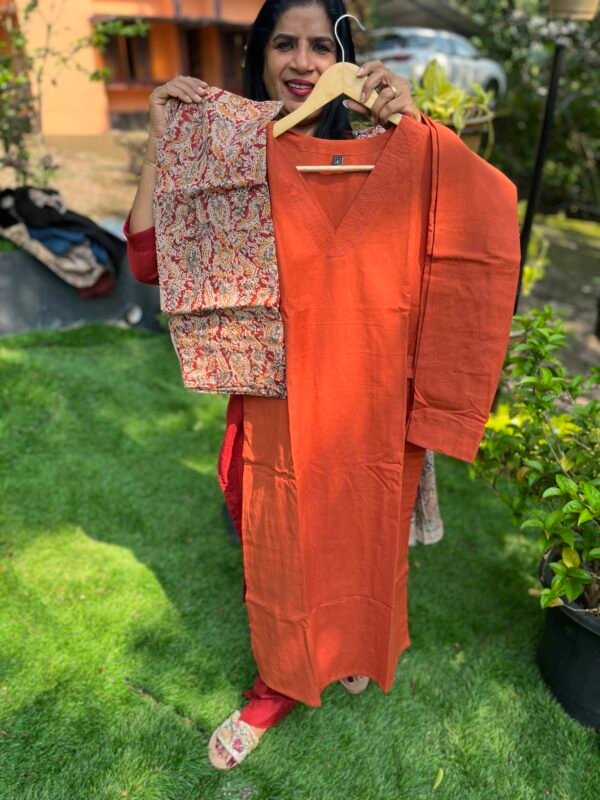 Pure Cotton Ready to Wear with Kalamkari Dupatta -RTW 6009
