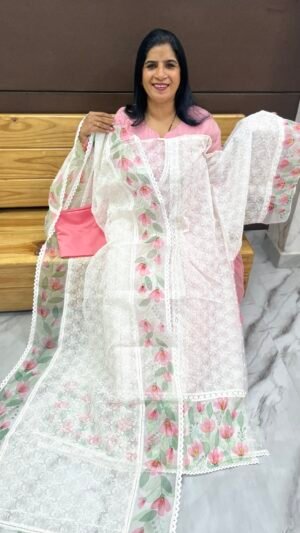 Pure Viscose Organza Unstiched suit set -US 0909