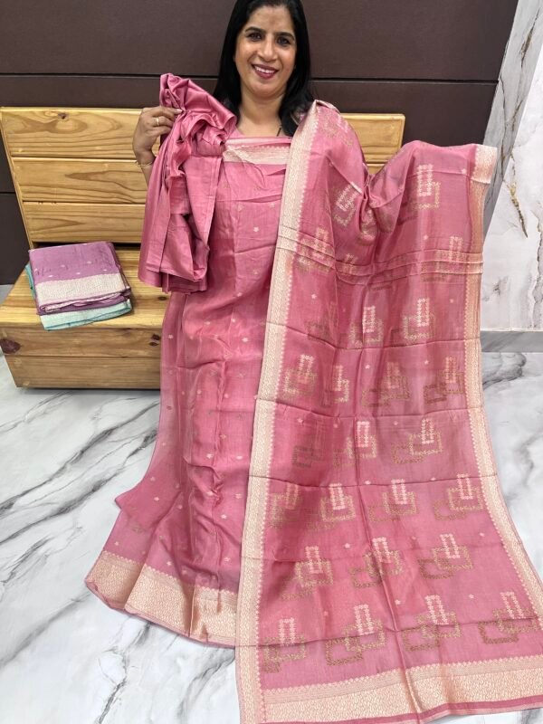 Banarasi Silk Unstiched suit set-US 0808 - Image 3