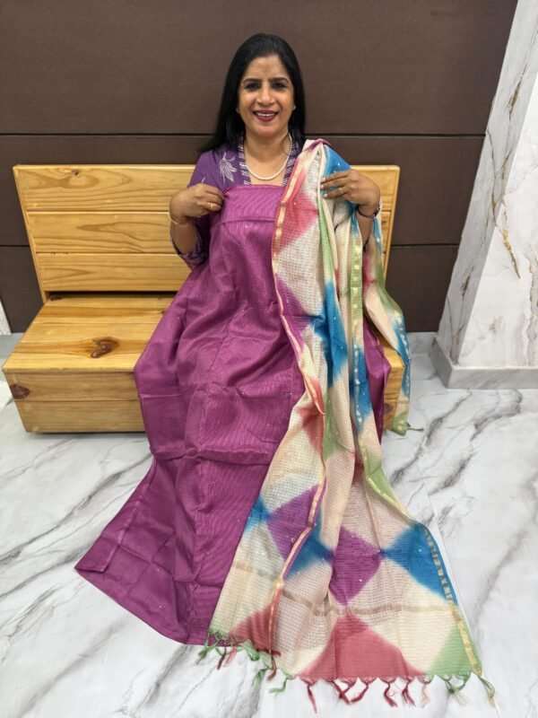 Silky cotta Unstiched suit set-443355 - Image 4