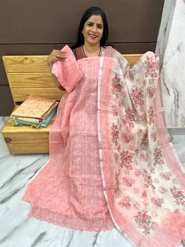 Linen unstitched suit set-un-87895 - Image 4