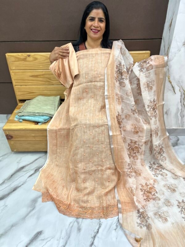 Linen unstitched suit set-un-87895 - Image 2