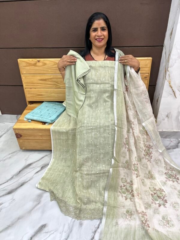 Linen unstitched suit set-un-87895 - Image 3
