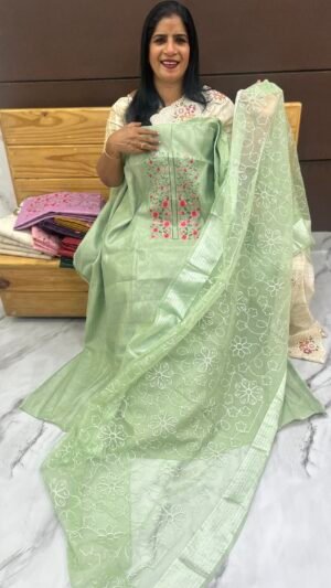 Tissue silk Unstitched suit set-US01838