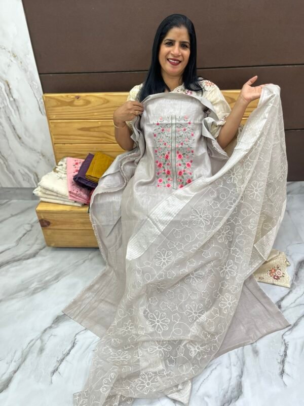 Tissue silk Unstitched suit set-US01838 - Image 2