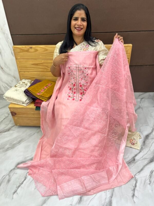 Tissue silk Unstitched suit set-US01838 - Image 5