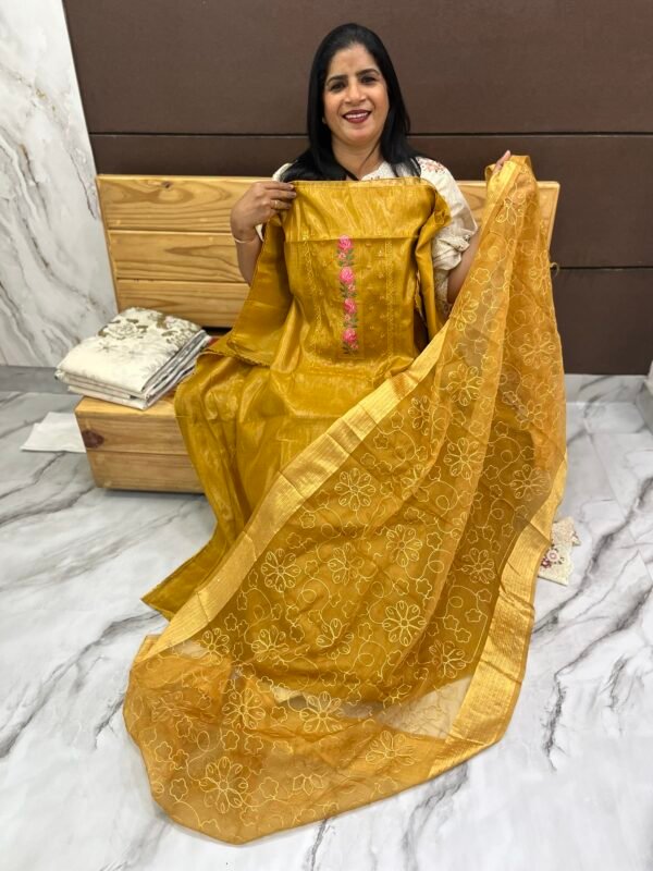 Tissue silk Unstitched suit set-US01838 - Image 4