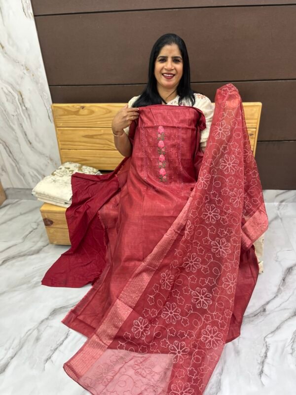 Tissue silk Unstitched suit set-US01838 - Image 7