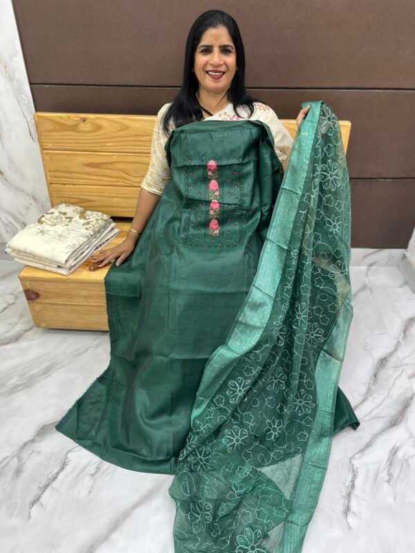 Tissue silk Unstitched suit set-US01838 - Image 8