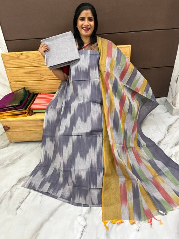 Pure cotton Ikkath print suit set-US1266115 - Image 2
