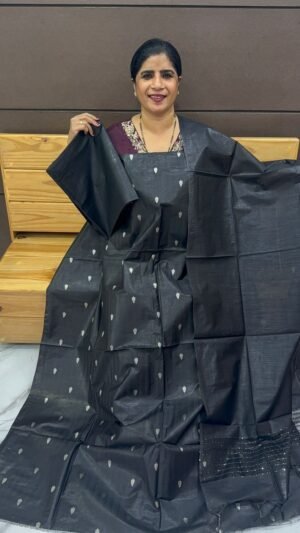 Semi Tussar unstitched suit set -11092