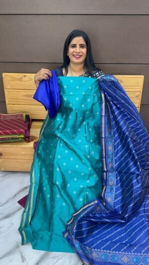 silk Chanderi unstitched suit set-US11028