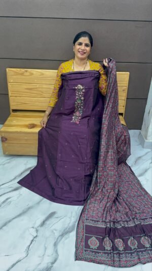 semi rose silk Unstitched suit set-Us11939